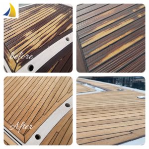 used yacht wood deck repair before after