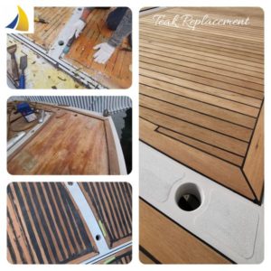 used yacht wood deck restore before after